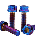 Four Pack M4X15MM Grade Five Titanium Torx Flange Bolts Burnt Blue Finish Ultra Lightweight And Hella Tough Fasteners With Precise Cut Threads For Smooth Assembly