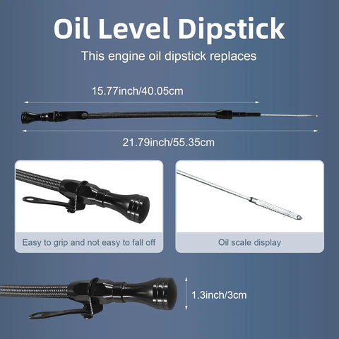 Flexible 21.79 Inch Oil Dipstick For LS Truck Engines Black Housing with markings, easy-grip handle, and scale display