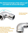 2 Pack Stainless Steel 304 90 Degree Elbow Fittings, 3/4 NPT Threaded, Female to Male, NPT-NPT Connection, 0.98 Inch OD displayed