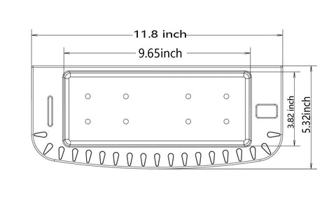 Diagram of 90 Degree Boat Track Tool Holder Marine Caddy dimensions for Versatrack Lund Lowe and Verstrack Systems Cockpit Organizer
