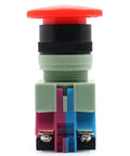 Emergency Stop Push Button Switch Heavy Duty 600V 10A Red Mushroom Head 22mm Plastic Cap 1NO 1NC Panel Mount side view