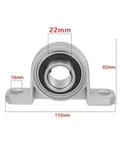 Heavy Duty Ball Bearing Pillow Block Support High Load Capacity 8 10 12 16 17mm Sizes For Machinery Or DIY Builds Four Pack Strength Mounted Here Handles Work With No Sweat Plus Self Aligning Design And Friction Reduced Inserts. 22mm cast iron pillow block bearing with 10mm mount holes, 63mm height