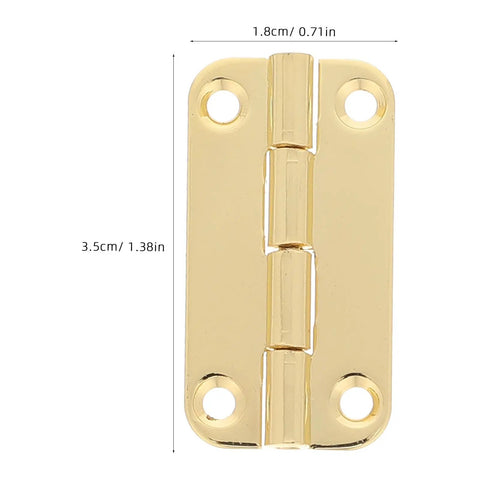 12 Pack Mini Antique Cabinet Hinges With Rounded Corners Iron Material Four Hole Vertical Mount 1.4 Inch Size close-up detail