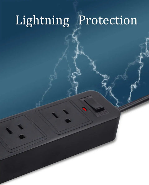 Two Prong Surge Protector Power Strip With Three AC Outlets And Four USB Ports Six Point Six Foot Non Grounded Extension Cord