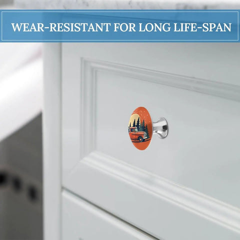 Round Cabinet Knobs With Screws For Dresser Kitchen And Bathroom In Red Truck Style Stainless Steel Built To Last No Fuss Rust Resistant Door Handle Single Hole Pull For Modern Closet Hardware. Stainless steel red truck cabinet knob on white dresser