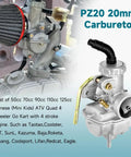 PZ20 carburetor for 50cc-125cc Chinese ATVs, go-karts, bikes; fits models like Taotao, Coolster, Universal 4-stroke engine replacement
