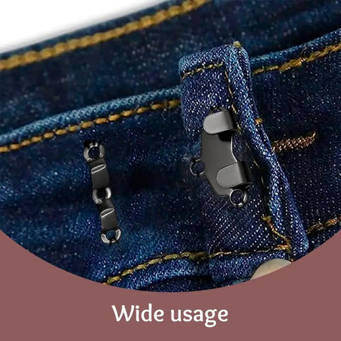 Heavy Duty Sewing Hooks And Eyes Closures For Bra Trousers Skirt Repair Rust Proof Steel Snaps on denim fabric.