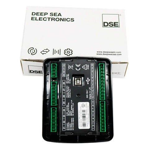 Auto Start Generator Control Panel With Auto Mains Failure MKII Module For Diesel Gen Sets shown with Deep Sea Electronics packaging