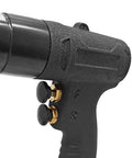 Close-up of Heavy Duty Pneumatic Rivet Nut Gun Tool Kit With 3 Heads 1/4 Inch 5/16 Inch 3/8 Inch handle and controls