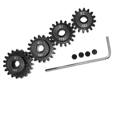 Mod 1 Pinion Gear 5mm Bore 16T 17T 18T 19T 1 8th Scale Beefed Up Steel Pinion For 5mm Shaft RC Cars with hex key and screws