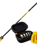 Golf Swing Speed Trainer Weighted Practice Aid For Men And Women, black and yellow trainer with weights and travel case
