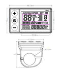 S866 Electric Bike Display LCD Meter For Zero Point Nine Inch Handlebar Mount 24V 36V 48V Bike Computer Screen With 5 Pin Plug For Electronic Scooter Multifunction, showing front and side dimensions