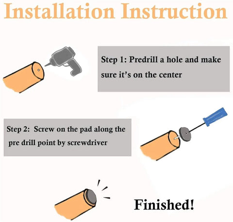 Installation instruction graphic showing steps to use Heavy Duty Furniture Sliders For Carpet And Hardwood With Thick Felt Pads.