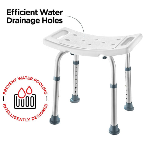 Shower Chair With Back Scrubber And Sponge, Tool Free Setup, Adjustable Height 13 To 19 Inches, Anti Slip Bariatric Bath Chair