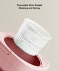 Removable drain basket of Compact Foldable Mini Washer With 6.5L Drum, Quick Spin Motor For Hassle Free Laundry, pink cleaner.