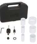 Amazon Basics 9-piece bi-metal hole saw kit with case, sizes 25/32 in to 2-11/16 in, includes arbors and bits