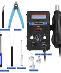 Pro Grade Hot Air Rework Station With 110V Solder Heat Gun, Fahrenheit And Celsius Display, Adjustable Temperature And Airflow