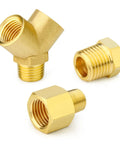Brass Pipe Fitting Tee Y Adapter Three Way With One Male Branch And Two Female NPT Ports One Eighth Inch Size, corrosion resistant