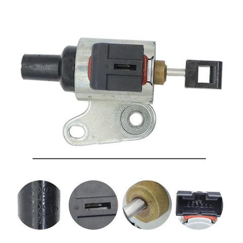 CVT transmission stepper motor with mounting bracket, gray metal body, black connector, and shaft
