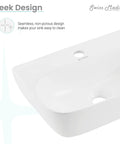 St Tropez Wall Hung Sink With Space Saving Wall Mount Dope Scratch Resistant Ceramic Sleek Modern Basin For Small Bathrooms