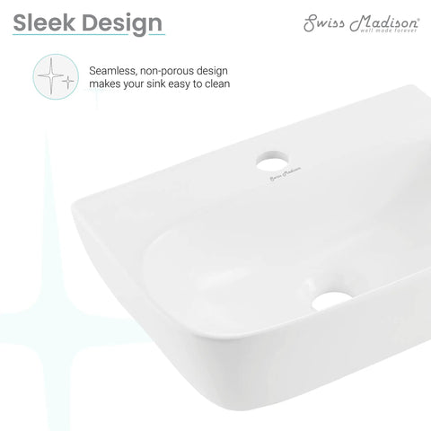 St Tropez Wall Hung Sink With Space Saving Wall Mount Dope Scratch Resistant Ceramic Sleek Modern Basin For Small Bathrooms