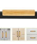 Solid Wood Long Cabinet Handles For Wardrobes And Kitchen Drawers Built Tough With Aluminum Wood Blend 96mm Hole Spacing Black Finish