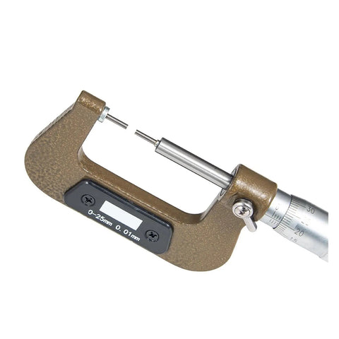 Pro Grade Small Head Thin Rod Mechanical Outer Diameter Micrometer For Spline Shafts And Tight Slots 0 To 25 Mm Range showing precise measurement tool.