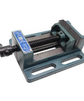 Low Profile Drill Press Vise With Three Inch Jaw Width Three Inch Jaw Opening And One And One Eighth Inch Jaw Depth For Tight Tolerances Hardened V Grooved Jaws Hold Round Parts Vertically Or Horizontally Built To Last Cast Iron on white background