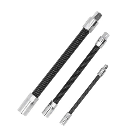 Top Notch Flexible Extension Bar With Magnetic Hold For Tight Spots Durable Spring Steel Auto Repair Kit In 1/4 3/8 And 1/2 Inch Sizes, three sizes