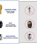 Drill Chuck Collet Set 15 Piece Kit With Brass Quick Change Nut For 1/32 To 1/8 Inch Shanks Replacement Keyless Chuck features