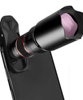 22X Magnification Monocular Telescope For Adults With Dual Focus And Low Light Capability attached to smartphone