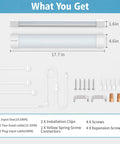 Bright LED Ceiling Light Fixture With Plug 5000K Triproof LED Tube Light 16W with accessories including cords and screws