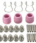 Get Your Hands On This Pl60 Plasma Cutter Kit Full Set Includes Cutting Torch Tip Nozzles And Consumables For Serious Welding Jobs With Super High Heat Resistance And Electric Flow That Keeps You Going All Day Long. Replacement torch nozzles and components, including pink cups and metal tips.