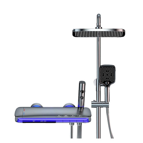 RIBEUJIZS Showers for Bathrooms, Led Digital Bathroom Shower System Faucet with rain shower head and handheld spray.