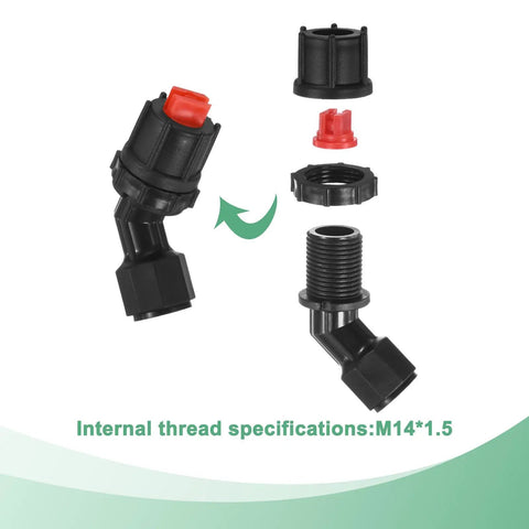 7 Pack Flat Fan Spray Tips With 110 Degree Coverage And 0.15mm To 0.6mm Orifice Plastic Sprayer Nozzle Set showing thread details