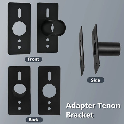 Slip Fitter Adapter For 2 3 Eighths Inch Light Fixtures Mounting Bracket Outdoor Flood Light Rainproof Weatherproof Adapter For Parking Lot Lights 10 Pack Durable Easy Install Weather Resistant, front and side view of brackets.