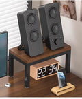 70 Inch Music Studio Desk Workstation With Multi Tier Layout, Sliding Keyboard Tray, dark walnut desk corner with monitors