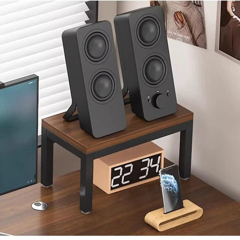 70 Inch Music Studio Desk Workstation With Multi Tier Layout, Sliding Keyboard Tray, dark walnut desk corner with monitors