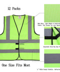 High Visibility Safety Vest 12 Pack Ultra Lightweight Mesh With 2 Inch Reflective Strips Front And Back Neon Yellow Adjustable Size