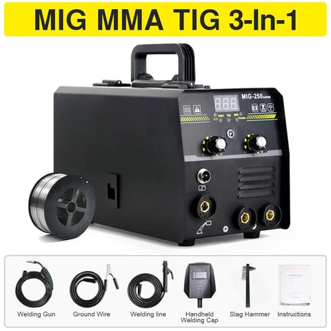 Powerful 250A MIG MMA TIG Gasless Welder 3 In 1 220V Welding Machine With Intelligent Adjustment IGBT Inverter for DIY Projects