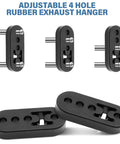 Adjustable 4-hole rubber exhaust hanger, part of the Exhaust Hanger Removal Pliers Set With 4 Hole Rubber Hanger Insulators Kit 5 Pieces Auto Repair Tool No Fuss For Removing And Replacing Muffler Hangers Universal Fit.