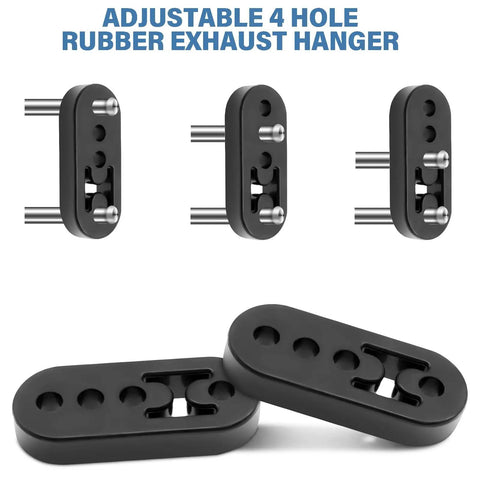 Adjustable 4-hole rubber exhaust hanger, part of the Exhaust Hanger Removal Pliers Set With 4 Hole Rubber Hanger Insulators Kit 5 Pieces Auto Repair Tool No Fuss For Removing And Replacing Muffler Hangers Universal Fit.