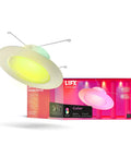 Smart Downlight Retrofit Kit With SuperColor Technology, 800 Lumen, 90 CRI, shown with packaging, illustrating color range.