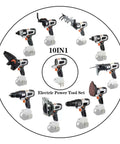 Cordless 10-in-1 Brushless Tool Combo Kit Features various tools including jigsaw, chainsaw, and screwdriver for tough tasks.