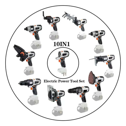 Cordless 10-in-1 Brushless Tool Combo Kit Features various tools including jigsaw, chainsaw, and screwdriver for tough tasks.