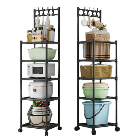 Super Tough As Nails Five Tier Rolling Shelving Unit Heavy Duty Storage Rack One Hundred Ten Pounds Capacity total game changer with kitchen items.