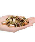 Tough As Nails M6 Metric Rivet Nuts Forged From Zinc Plated Carbon Steel With Knurled Flat Bodies For Secure Threaded Inserts That Lock Tight Without Messy Burrs Includes Forty Pieces in hand.
