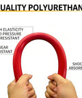 Shock Absorbing PU Rod For DIY Projects And Industrial Machinery Green 65x500mm Polyurethane Bar displayed under tension