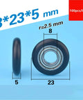 100 Piece Circular Arc Plastic Coated Bearings 688ZZ for Doors Windows and Drawers rust-resistant 8x23x5 mm ball bearing