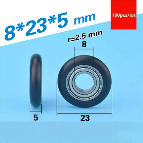 100 Piece Circular Arc Plastic Coated Bearings 688ZZ for Doors Windows and Drawers rust-resistant 8x23x5 mm ball bearing
